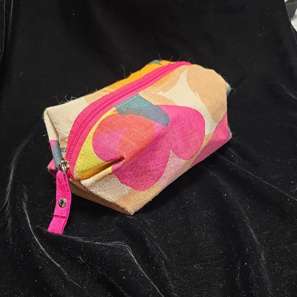 Colorful Women's Cosmetic Bag with Pink Accents, NWOT